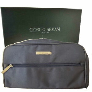Giorgio Armani Parfums Blue 2 Pocket  with Front Zip Cosmetic Bag Case NewBoxed