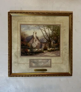 Thomas Kincade Morning Glory Cottage Matted Framed Print 14.2 X 14.2 In.COA - Picture 1 of 2