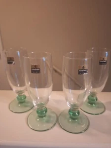 Set of 4 Green Stemless Ball Luminarc France Wine / Cordial Glasses 6" "NEW" - Picture 1 of 4