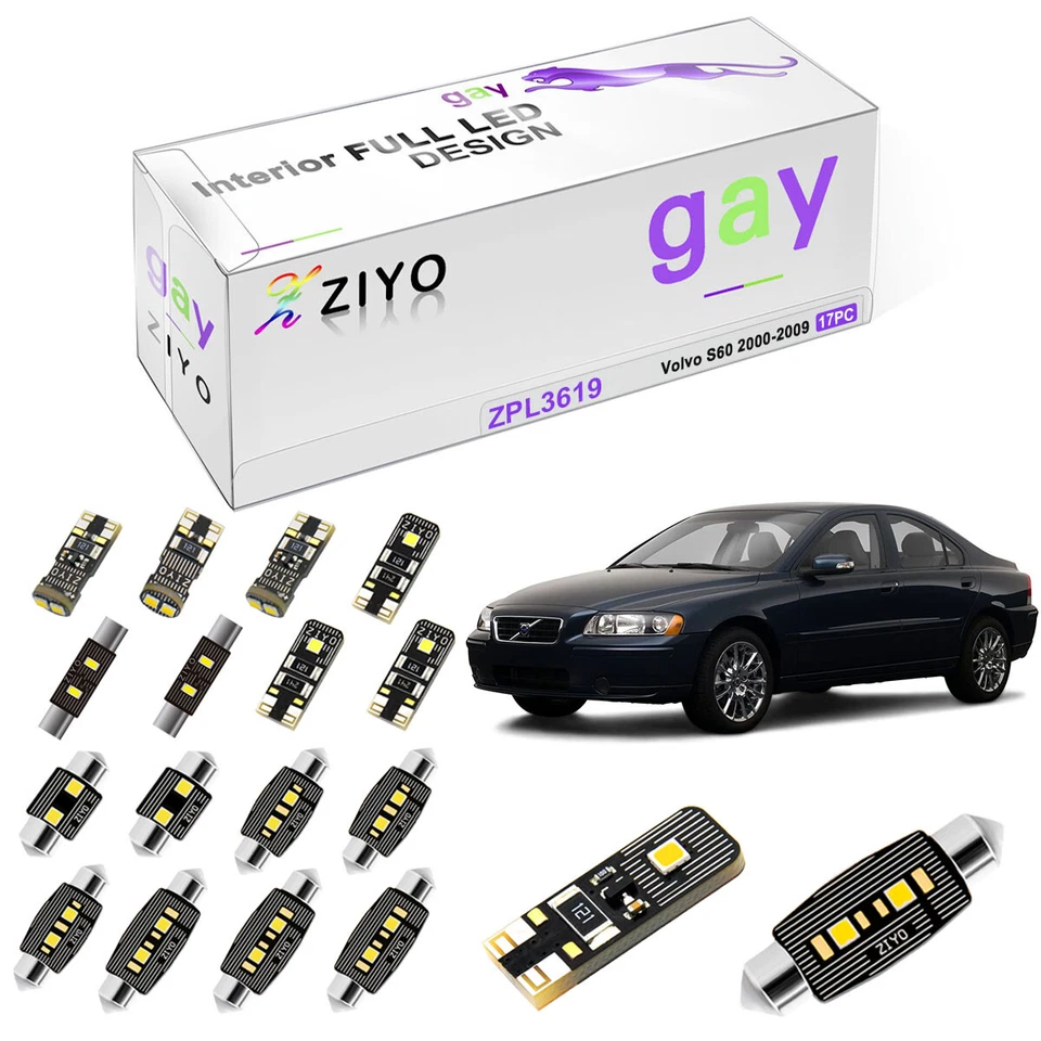 Paquete de kit de luces domo interiores LED súper blancas de 17 bombillas para Volvo S60 2000-2009 Foto 1 de 4