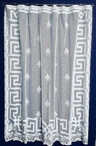 Lace Shower Curtain Fleu-d-Lis White Cotton Blend 72" x 72" Bathroom Tub - Picture 1 of 7