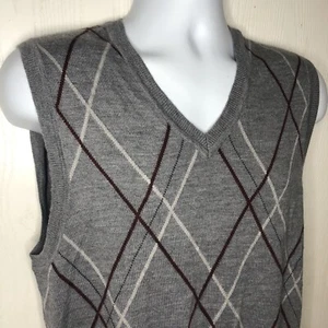 Banana Republic Pullover Weste Herren L grau extrafeine Merinowolle Argyle Diamond - Bild 1 von 8