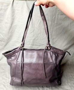 HOBO Vintage Tote Handbag Gray Leather Double Handle Tassel Accent Shoulder Bag - Picture 1 of 13