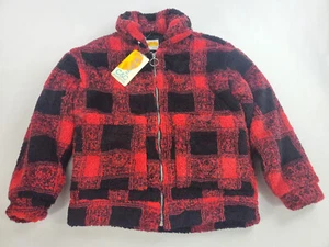 C&C California women jacket coat OLYA231H red black faux fur pockets S - Picture 1 of 9