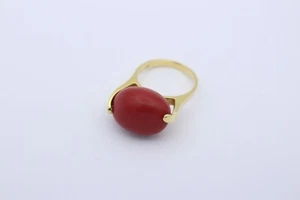 Außergewöhnlicher Korallen Ring aus 750 / 18K Gelbgold mit eine schöne Koralle - Picture 1 of 5
