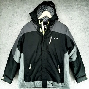 Champion Jacket Boys L 12-14 Gray Black Full Zip Heavyweight Hooded Lined Coat - Picture 1 of 18
