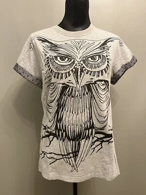 Nueva Camiseta Top Rojo Valentino Diseñador Búho Negro Lunares Encaje Gris Algodón S Foto 1 de 4