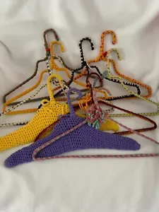 Lot of 10 Crochet Wire Hangers Handmade Vintage Granny Chic MCM Cottage Core - Picture 1 of 5
