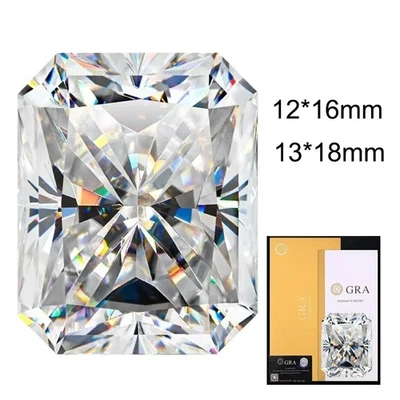 12*16mm 13*18mm Radiant Cut Loose Moissanite Stone with GRA Certificate Gemstone - Image 1 of 4
