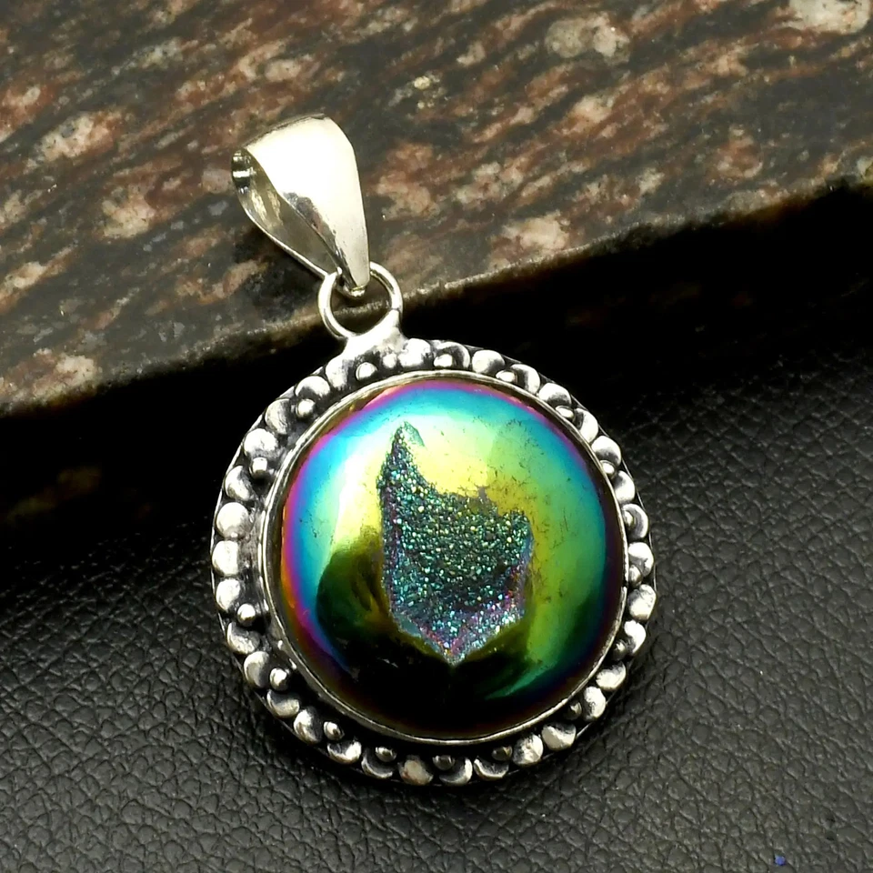 Титан друзы драгоценный камень этническая ручной работы подвеска ювелирных изделий для Нового года 2» AP-38197 - Изображение 1 из 1