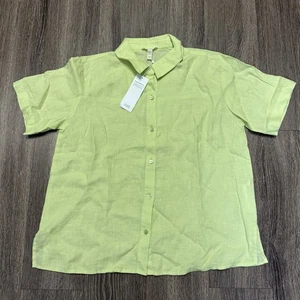 Eileen Fisher Taschentuch Leinen Kurzarm hellgrün Shirt Damen Gr. XS - Bild 1 von 15