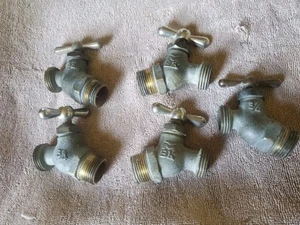 Five 3/4" Pipe Vintage Brass Water Faucets Spigots Steampunk Lot Salvaged - Picture 1 of 5