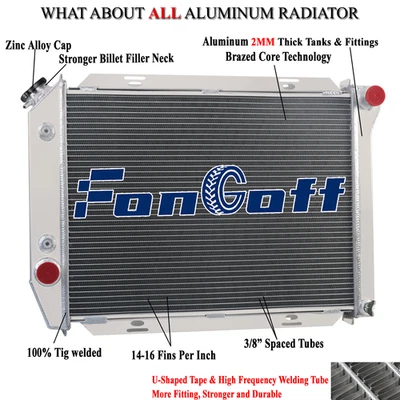 For 1967-1968 Ford Thunderbird Galaxie 500/ Mercury Marquis 6.4L 3 Core Radiator Foto 1 de 4