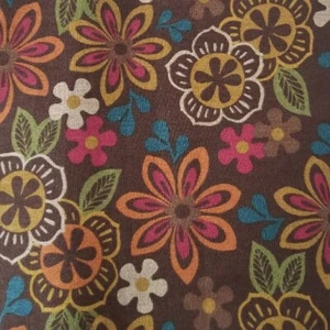 2012 Richloom Siebdruck Stoff Retro orange rot braun & grün Blumenmuster 47"X44" - Bild 1 von 4
