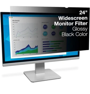3M Black Privacy Filter for 24" Widescreen Monitor 16:10 PF240W1B FREE SHIPPING - Image 1 of 4