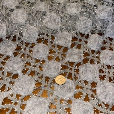 Mantel de boda de celosía 3D gris rosa flores decoración 5 ydx56" Foto 1 de 4