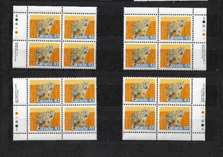 Canadá SC# 1170- Juego de bloques de placas de lince MNH 1988 valor gato $30,00 Foto 1 de 1