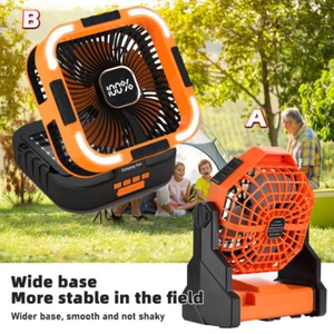 20000mAh Portable Camping Fan Solar / Battery Powered Tent Fan with LED Light - Picture 1 of 36