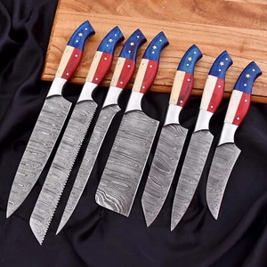 Custom HandmadeForged DAMASCUS STEEL CHEF KNIFE Set Kitchen Knife - Picture 1 of 6
