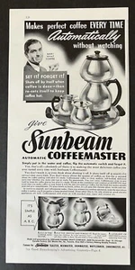 Sunbeam 1941 automático Coffeemaster café perfecto cada vez anuncio impreso vintage - Imagen 1 de 3