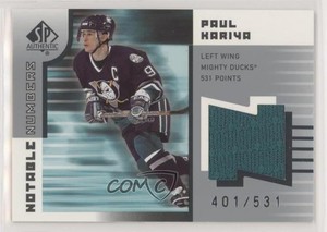 2001-02 SP Authentic Notable Numbers /531 Paul Kariya #NN-PK HOF