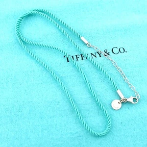 Tiffany & Co. Blau Twist Seidenkordel mit Sterlingsilber Spitze Kette 16-18' Zoll - Bild 1 von 6