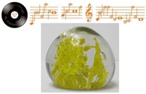 Dreifach gelbe Blume/Spritzer kontrollierte Blasen Glas Briefbeschwerer - Bild 1 von 5