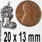 10 pcs Christmas stocking / boot charm Antique silver tone 20mm x 13mm