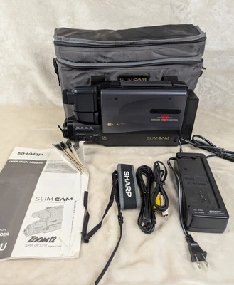 Vtg 1993 Sharp Super Cat's Eye 0.7 LUX SLIMCAM VHS Video Camcorder VL-L62U - Image 1 of 4