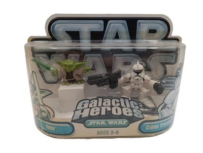 Figuras Juguetes Héroes Galácticos Star Wars Yoda y Soldado Clon Nuevo en Embalaje  Foto 1 de 4