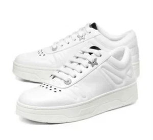 JIMMY CHOO HAWAII Sneakers Star Eyelet Shoes White 38 US8 WithBox Unused - Picture 1 of 24