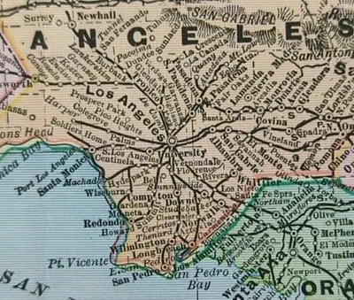 Mapa vintage 1902 del sur de California 22"x14" antiguo original LOS ANGELES CA Foto 1 de 4