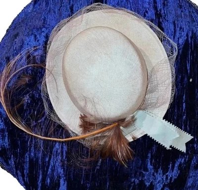 复古 Mr John 女式羽毛草礼服帽子肯塔基德比风格艺术装饰  — 第 1/4 张图片