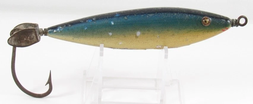 复古 Pflueger 混合蓝色背面 Catalina Minnow 2777 罕见彩色诱饵 — 第 1/4 张图片