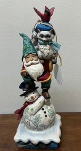 Jim Shore Heartwood Creek 10” Stack Of Winter Wishes Snowman Santa Cardinal - Picture 1 of 11
