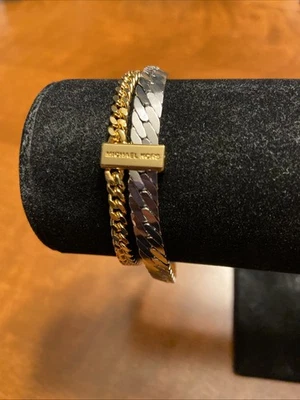 Pulseira Michael Kors ouro e prata MK metais mistos designer Classiccore - Nova - Imagem 1 de 4