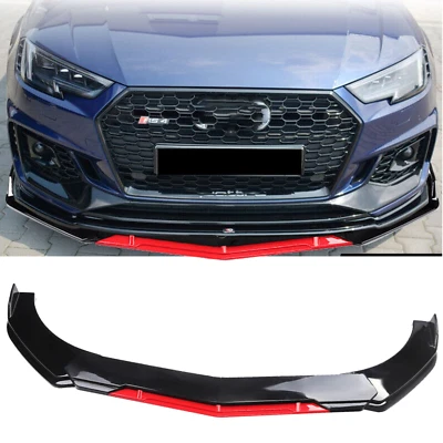 Front Bumper Lip Spoiler Splitter Body Kit For AUDI A3 A4 A5 S3 S4 Black+Red  Foto 1 de 4
