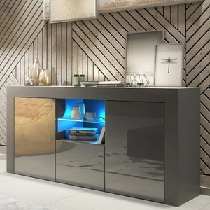 145cm Modern TV Unit Sideboard | High Gloss/Matt Doors | Free LED Lights - Picture 1 of 76