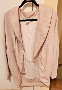 YOGALICIOUS Scuba London Beige Open Front Cardigan Women’s Small - Picture 1 of 5