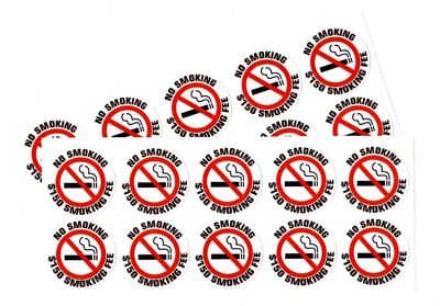 20 - Pegatina NO FUMAR $150 TARIFA FUMAR | Blanco | 1.5" diámetro | Exterior Duradero Foto 1 de 3