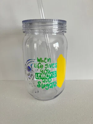 When Life Gives You Lemons Glossy Mason Jar 24oz Acrylic Custom Tumbler Cup - Image 1 of 3