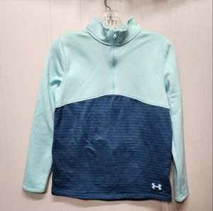 Under Armour Youth Pullover 1/4 Zip Large Green Cold Gear Athletic B237 - Picture 1 of 3