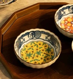 Mino Ware Japanese Plate Yellow Flower by Marusan Kondo 5.5in Small Bowl Japan - Picture 1 of 7