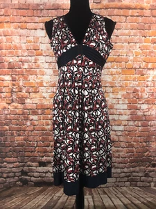 Badgley Mischka Women’s Dress Red And Navy Blue Sleeveless Silk Empire Waist XS - Picture 1 of 6