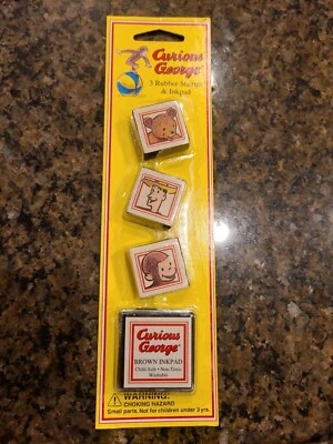 Vintage All Night Media Curious George Dress Up Rubber Stamps & Inkpad NIP Lot 1 - Image 1 of 4