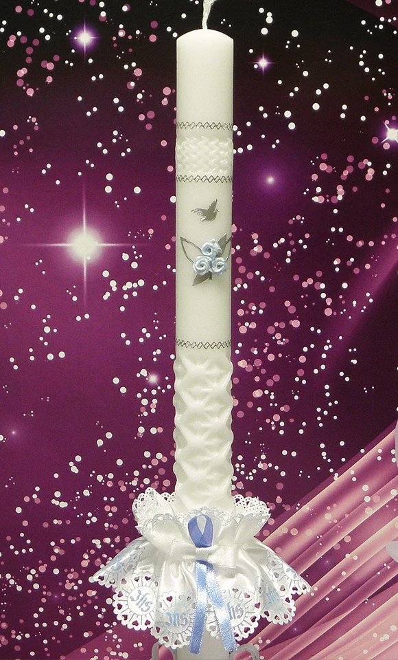 BOSTA Taufkerze Taufe Kommunionkerze Kommunion Kerzentuch Tropfschutz KW-BOST-011 OS