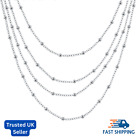 925 Sterling Silver Filled Chain Necklace Ball Bead Multi Strand 4 Layer Rope UK