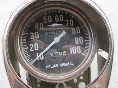 Harley-Davidson New 100 MPH Police Speedometer w/Two Light Dash Panhead - Image 1 of 4