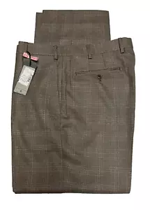 Pantalones de vestir Zanella platino nuevos con etiquetas talla 34 x 30 Todd Med beige lana a cuadros ITALIA - Imagen 1 de 11