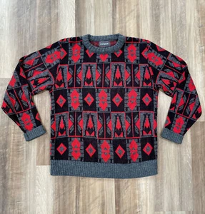 VTG 80s 90s Red Esprit Hearts Diamonds Knit Sweater Cottagecore SZ SM USA Made - Picture 1 of 11